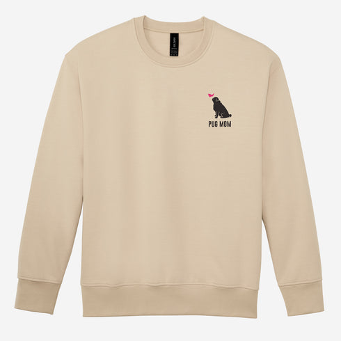 Pug Sweatshirt for Women - Pug Mom Crew Sweatshirt
